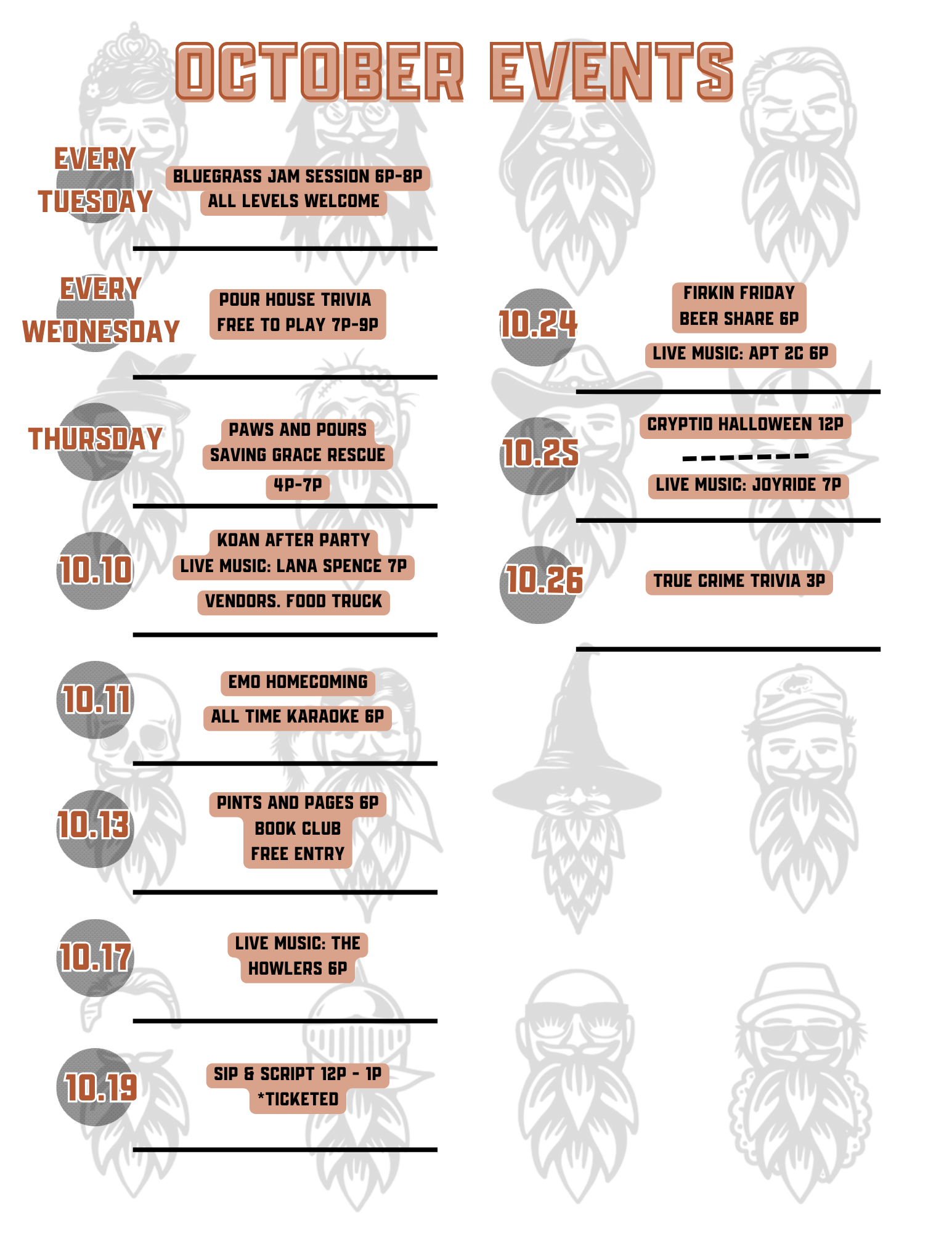 October Events at Thick and Thin Brewery